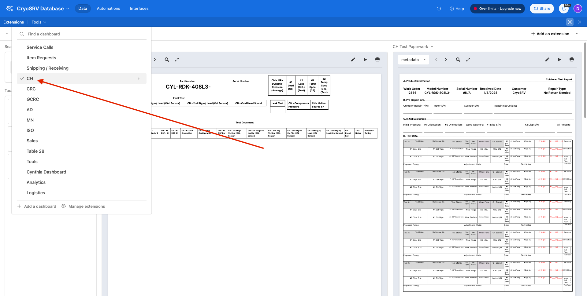 extension drop down image