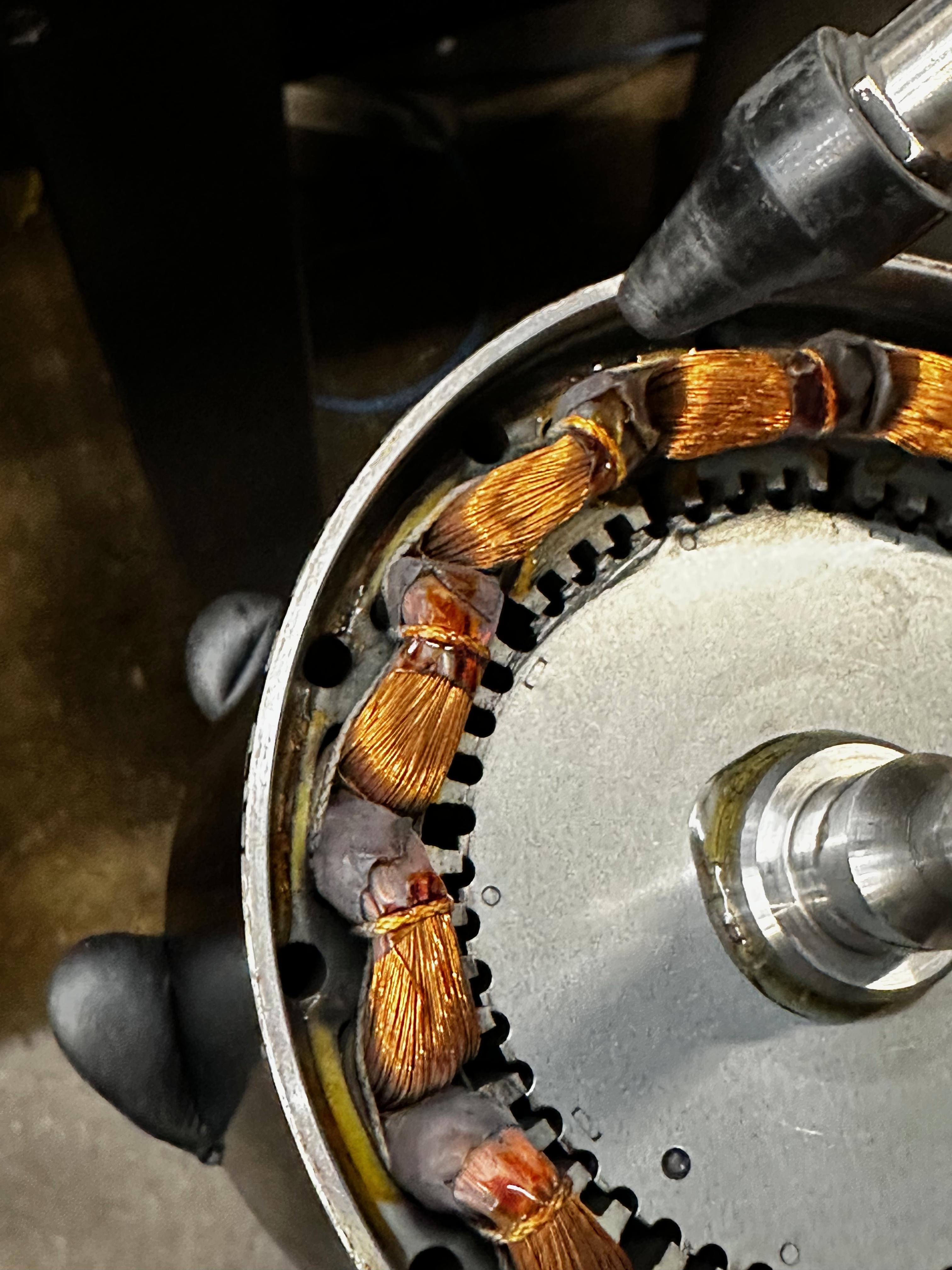 blow air through the stator holes.