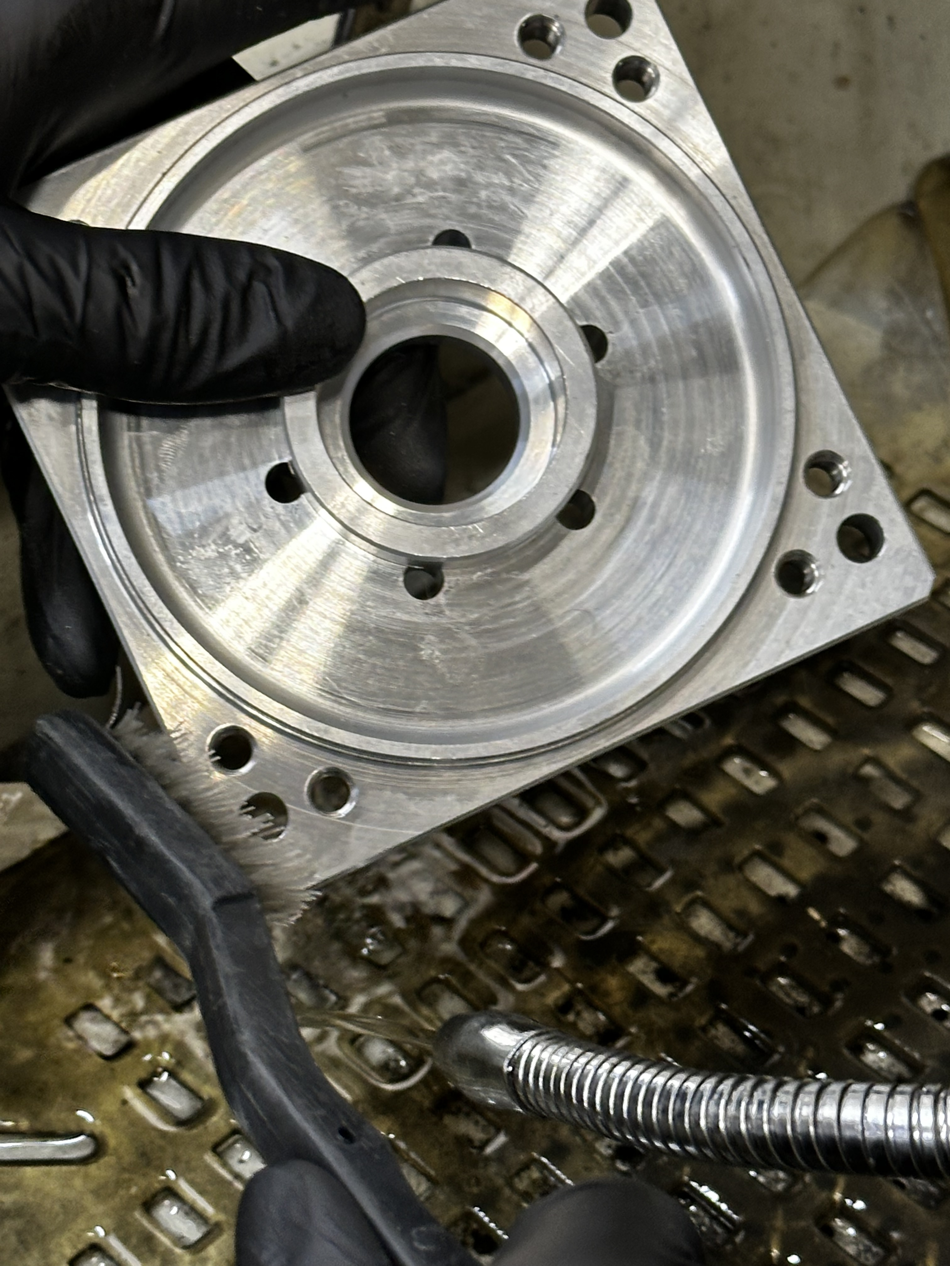 brushing the end plates.