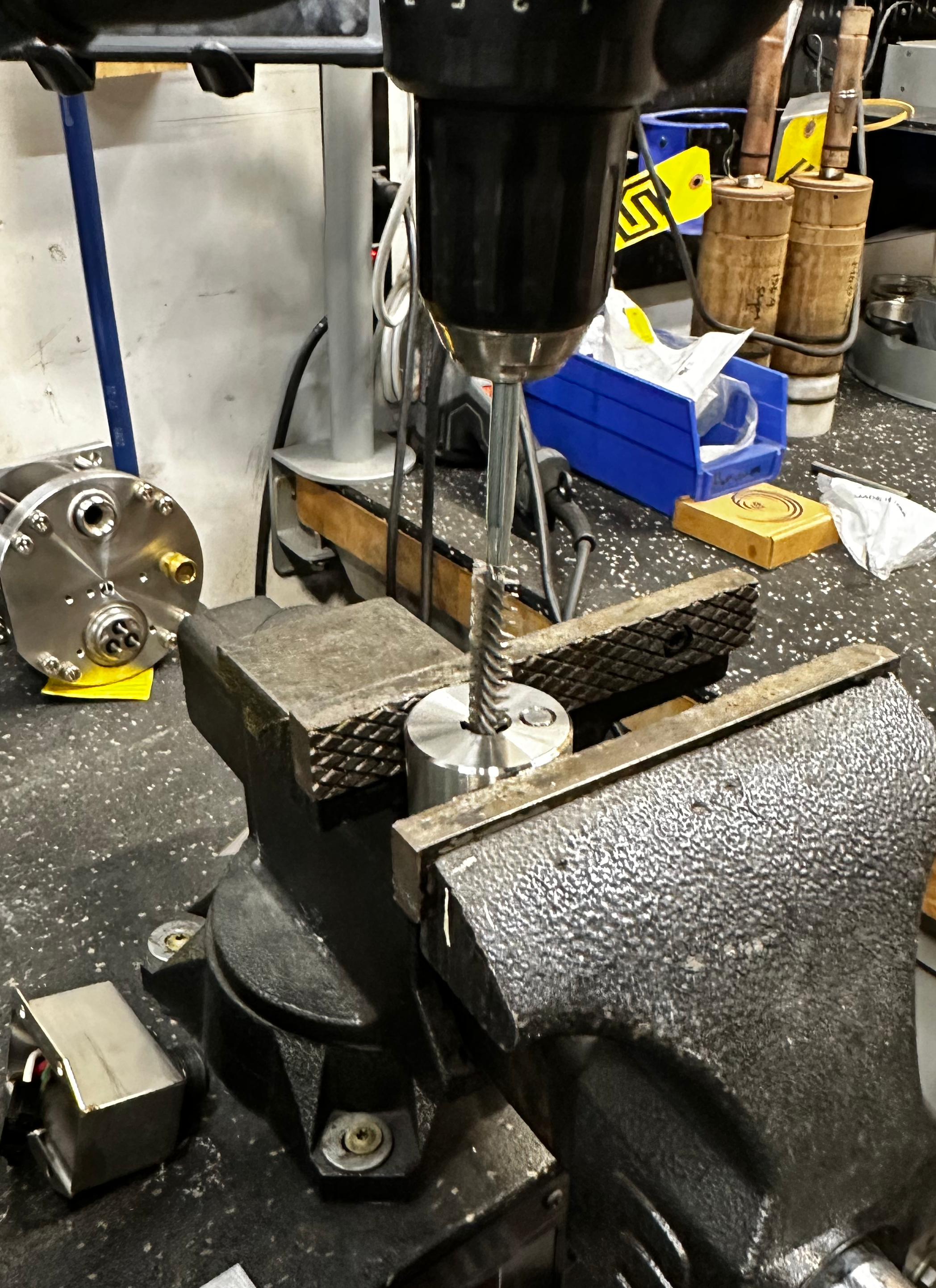 honing the inside of the crank body.