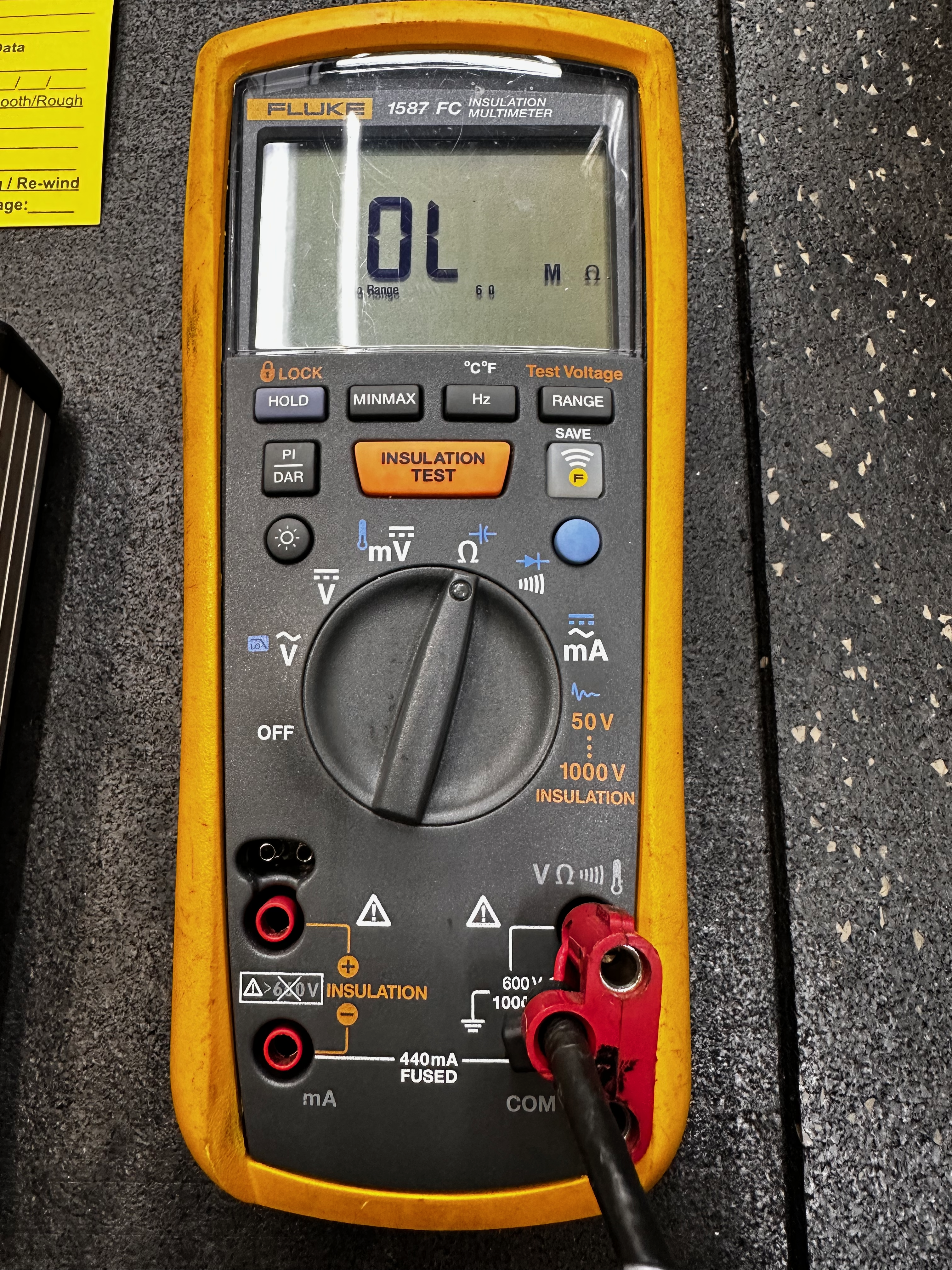 multimeter on ohm settings.