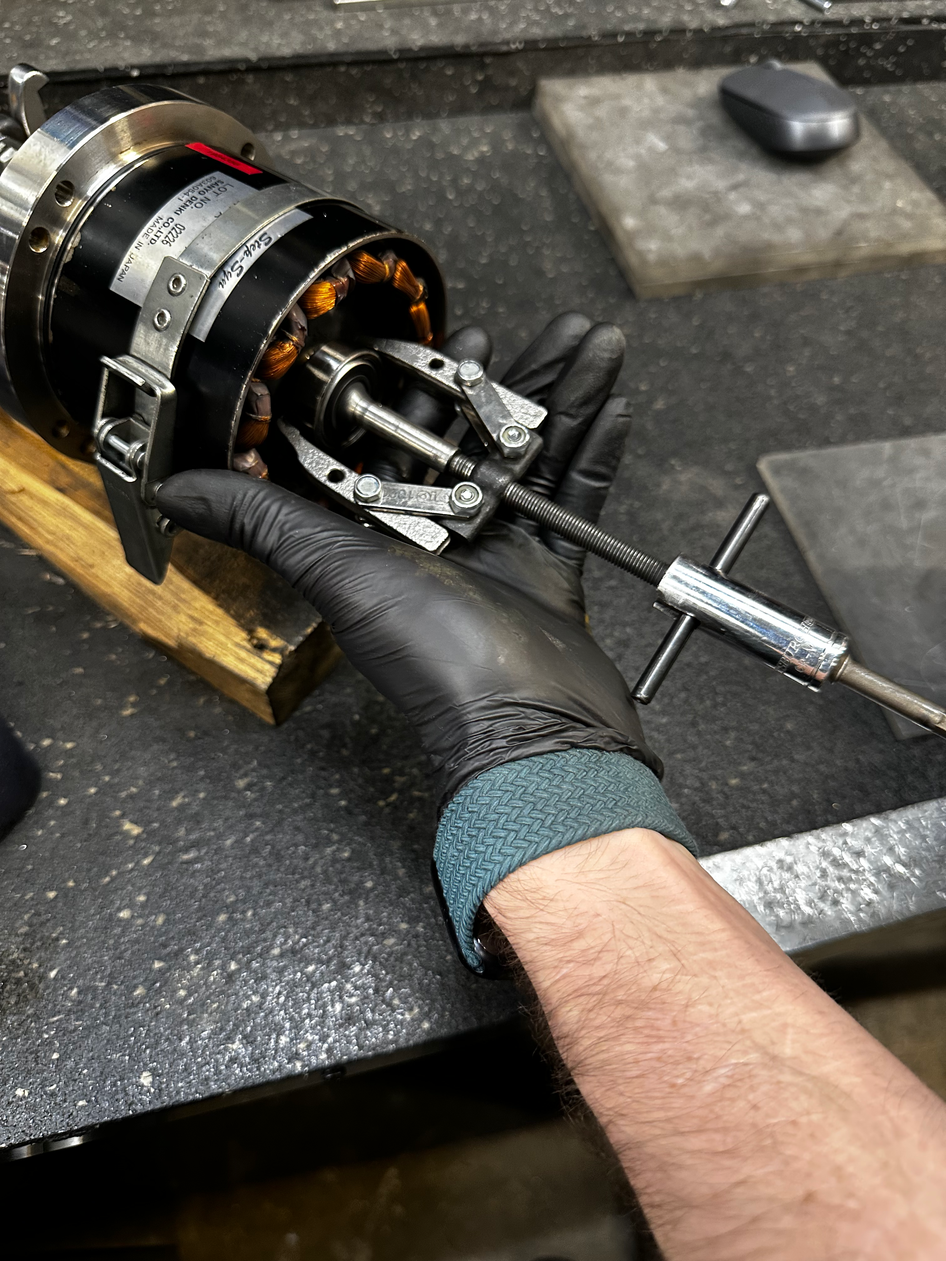 puller with impact gun on bearing.